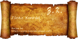 Zintz Konrád névjegykártya